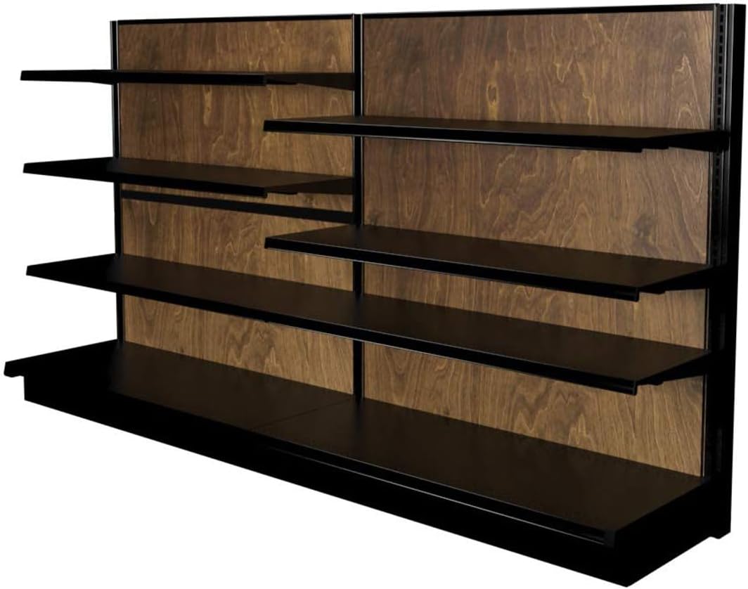 - Gondola Retail Shelving Wall Display with 8 Shelves, Teak Color Birch Wood Single Side 96โW x 54โH x 19โD for Retail Convenience Grocery Office Supply or Liquor Stores, Made in USA