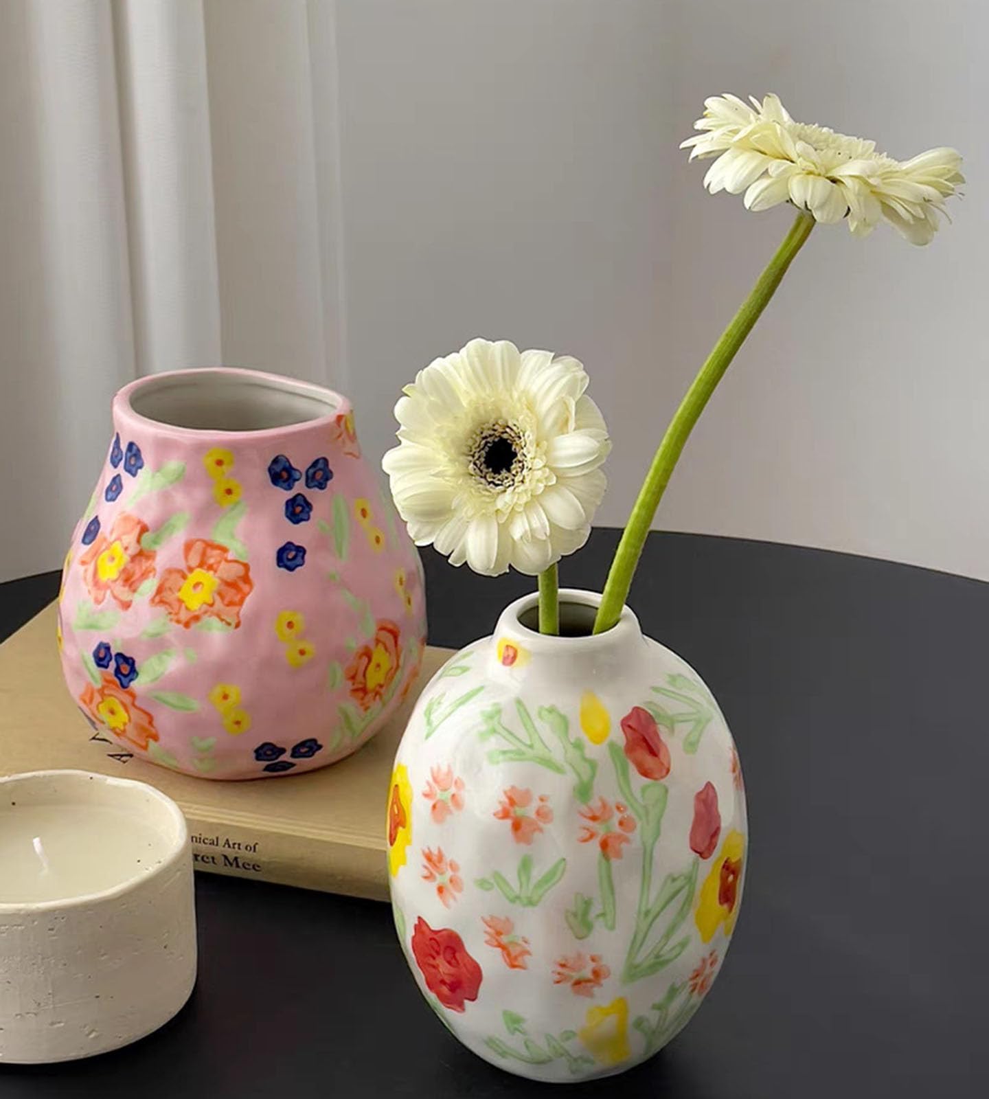 Wazon ceramiczny na kwiaty, ręcznie malowany, rustykalny, ręcznie robiony, do salonu, biura, na wesela i stoły imprezowe,A