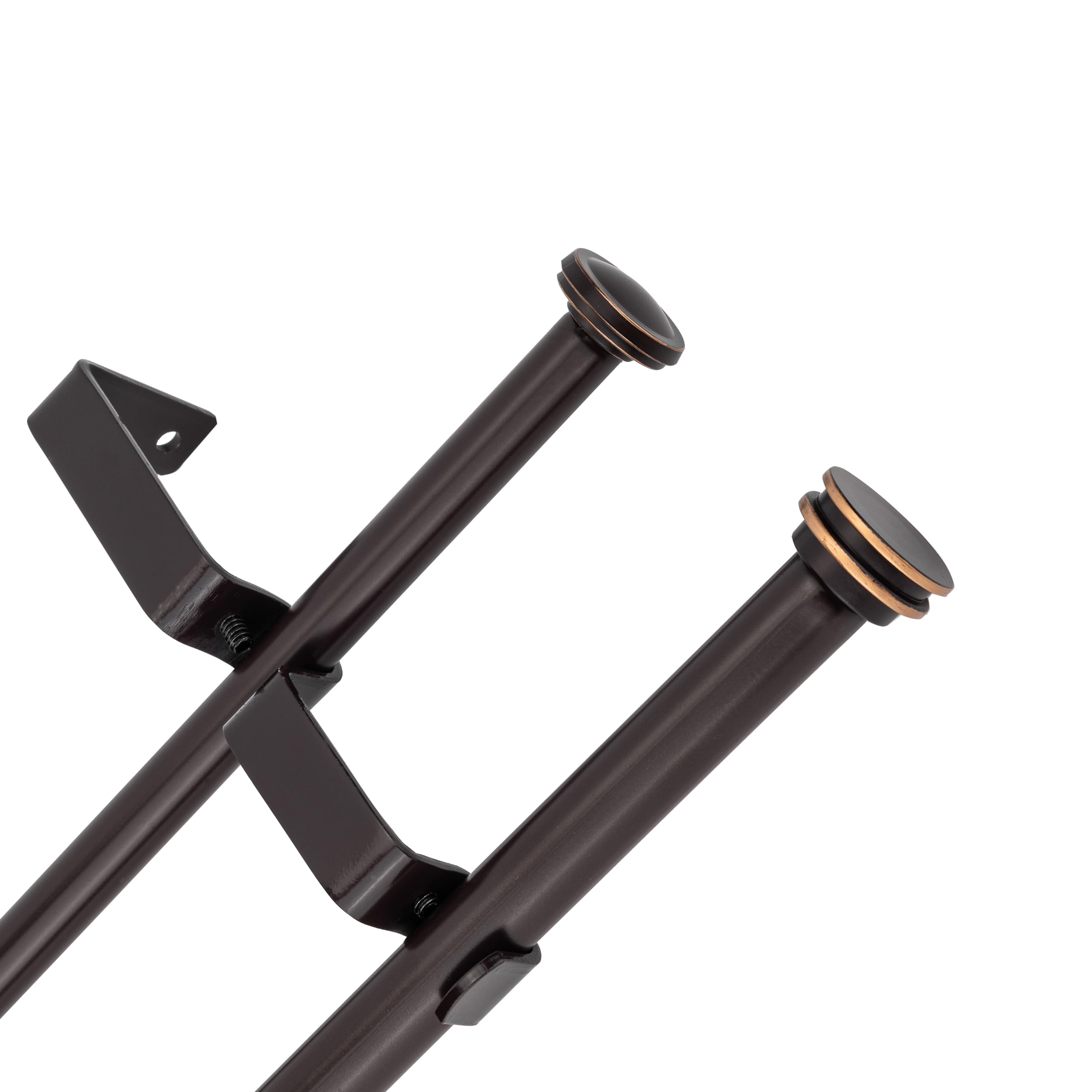 Rydenia 5/8" Double Curtain Rod with Nerveux Finials,Bronze Gold,28‘’-48‘’