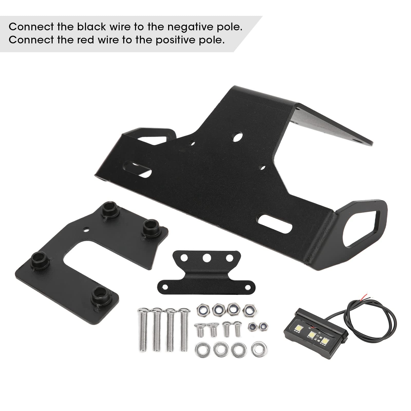 EBTOOLS Soporte para matrícula de Motocicleta de Acero al Carbono Negro con luz LED de Repuesto para Kawasaki Z900 2017‑2021 Soporte para matrícula de Motocicleta