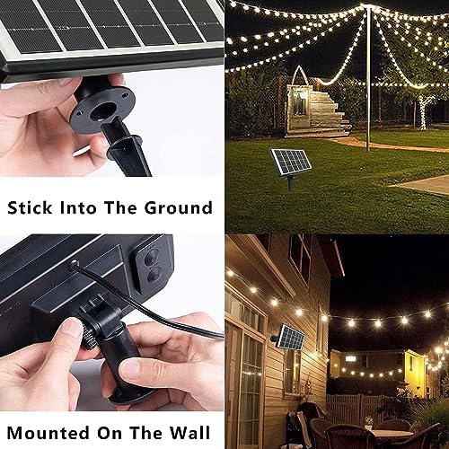 SUNTHIN 50FT(15M) Solar Festoon Lights Outdoor, Solar Garden Lights with 4 Modes and 25(1 Spare) 1W G40 Shatterproof Plastic Bulbs, IP45 Waterproof for Backyard,Wedding,Party