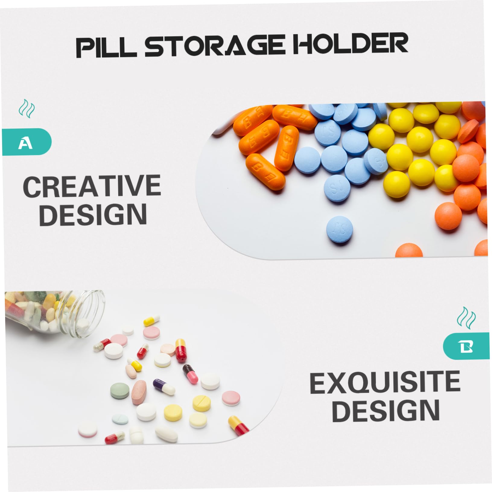 Healvian 4pezzi Portapillole Portatile Organizer Medicina Compatto e Leggero Separatore Giornaliero Per Viaggi Design Trasparente e Scomparti Per Dose Settimanale e Uso Quotidiano