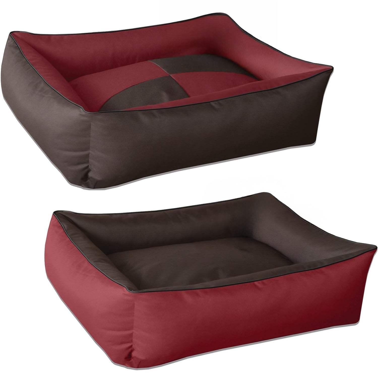 BedDog 2in1 Hundebett MAX Quattro, groes Hundekrbchen aus Cordura,  waschbares Hundebett mit Rand, Hundesofa fr drinnen, drauen, XL, Sultan,  braun-rot : Amazon.de: Haustier