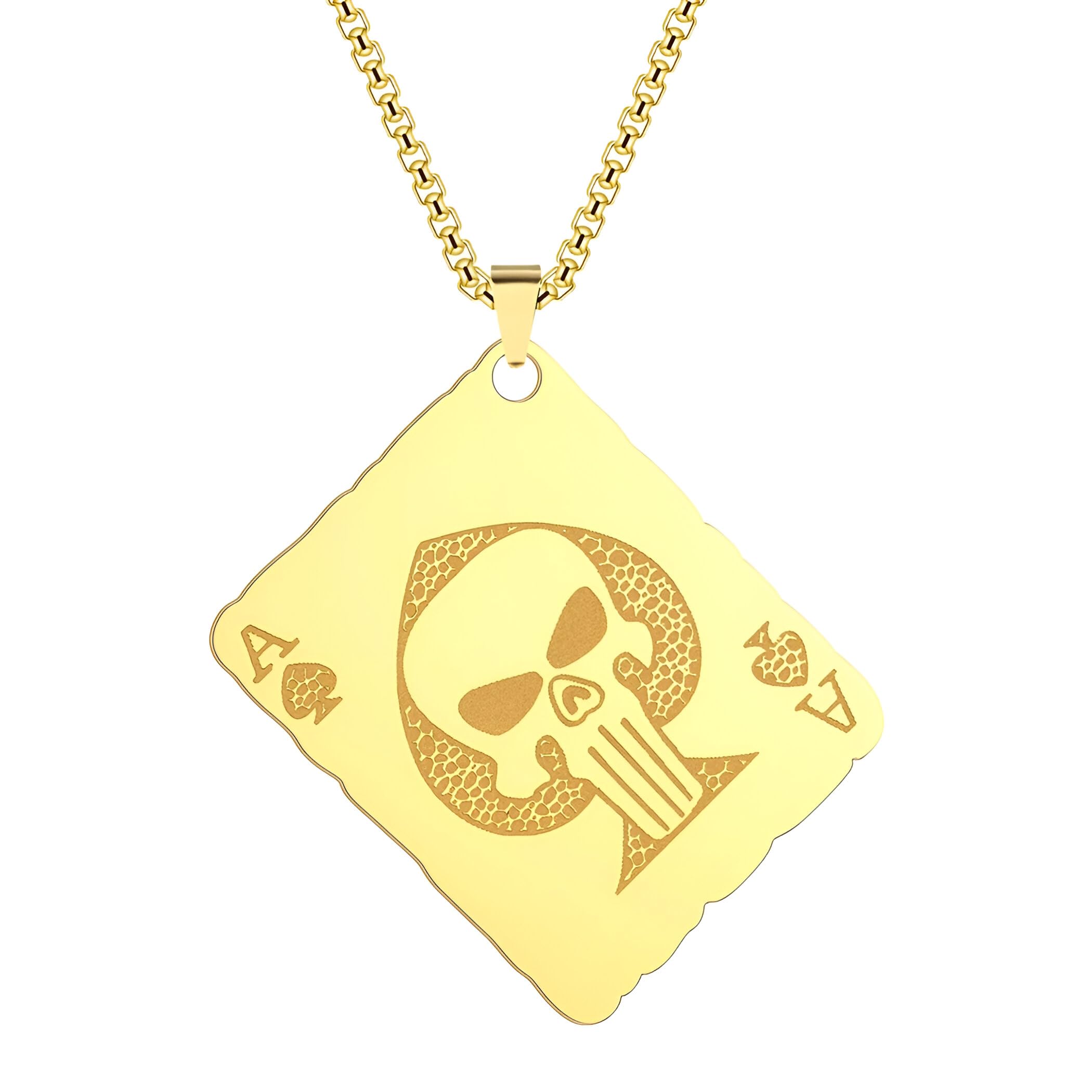 Collier as de pique argent 925 bijou carte à jouer look rock