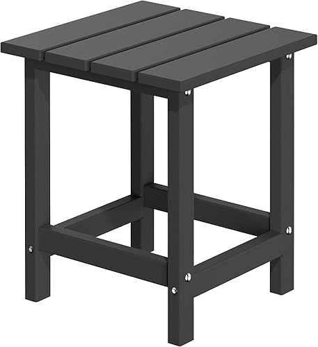 MUCHENGHY Adirondack Mesa auxiliar para exteriores, mesa auxiliar de patio de 14.7 pulgadas, resistente a la intemperie, mesas auxiliares de Negro