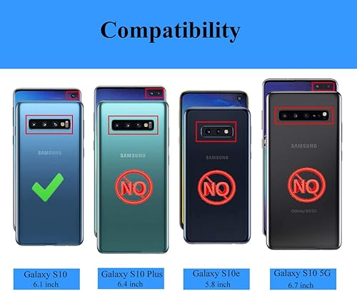 Miniatura 2 de Androgate Funda para Samsung Galaxy S10 con protectores de pantalla HD, soporte de anillo de metal de grado militar, prueba de caídas de 15 pies, a