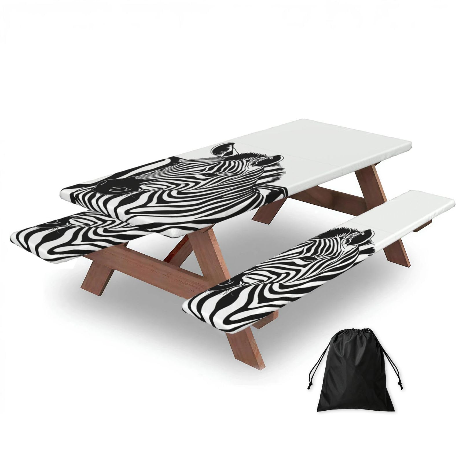 Zyjhyy Black Zebra Print Print 3 Pack Wipeable Picnic Bench Cover And Table Cover Lightweight Table Cloth For Camping Outdoor