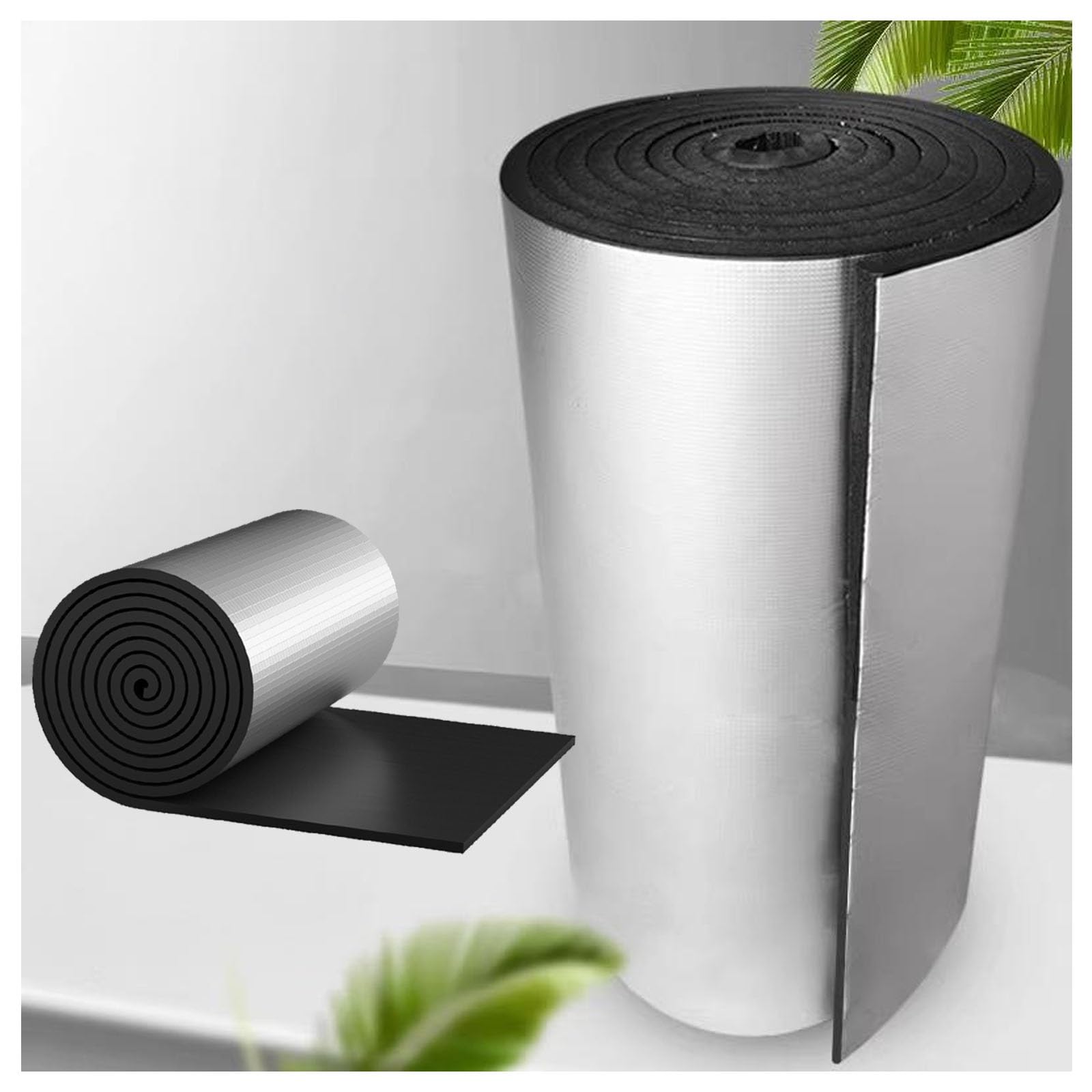 Self-Adhesive Aluminum Foil Sound Insulation Cotton,Insulation Roll,Medium Density Foam Padding,Radiant Barrier,Radiator Reflector Panels,for Car Wall Loft Shed Camping(5MM(THK),1*8m/3.2*26.2ft)