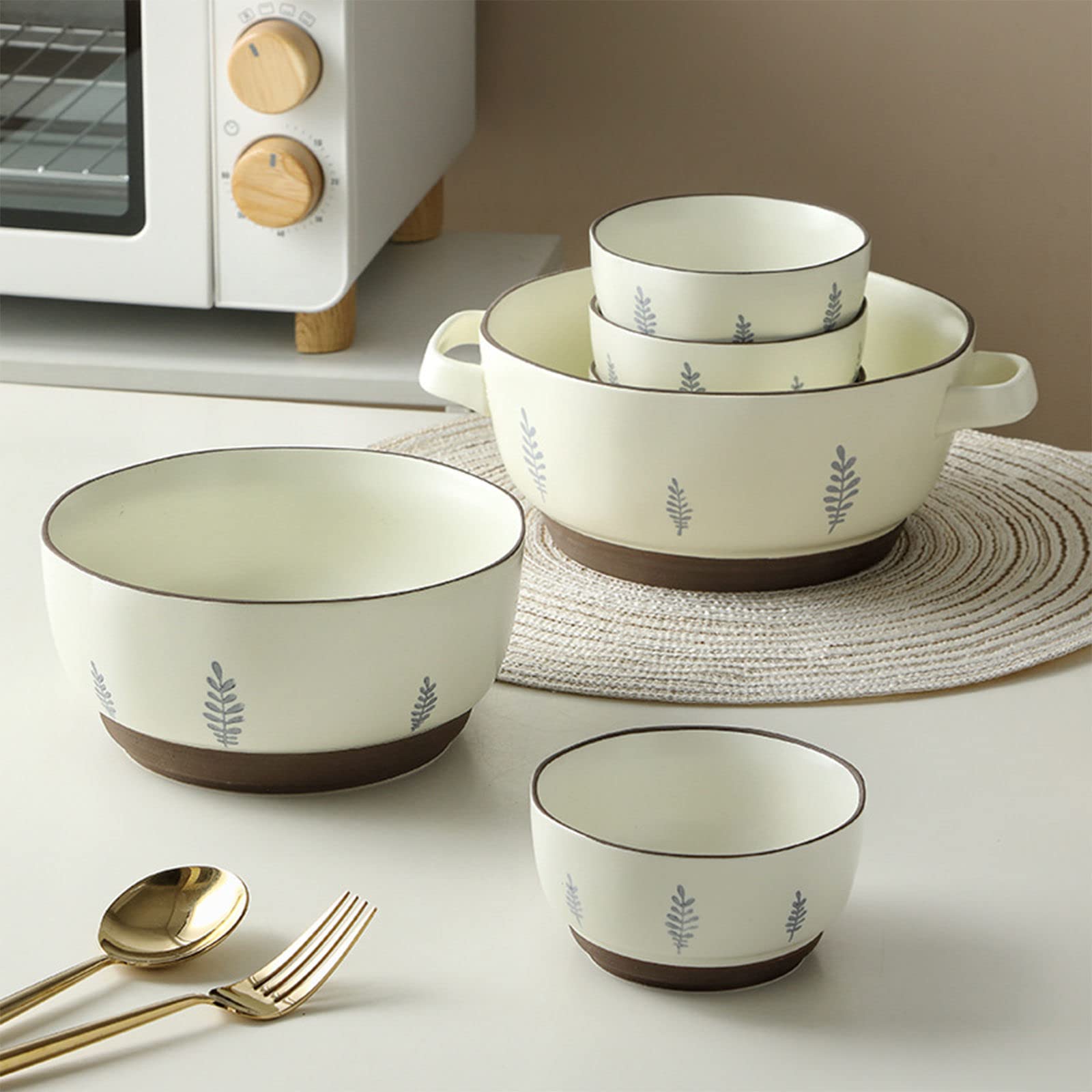 Kommen, Soepkommen, Keramische Kom Soepkommen met Handvatten Noodle Ramen Curry Bowl, Keramische Soepkom met Deksel en Handvat, Udon Noodle Bowl Magnetronbestendig, Ramen Bowl Keramiek, Pho Bowls Groo