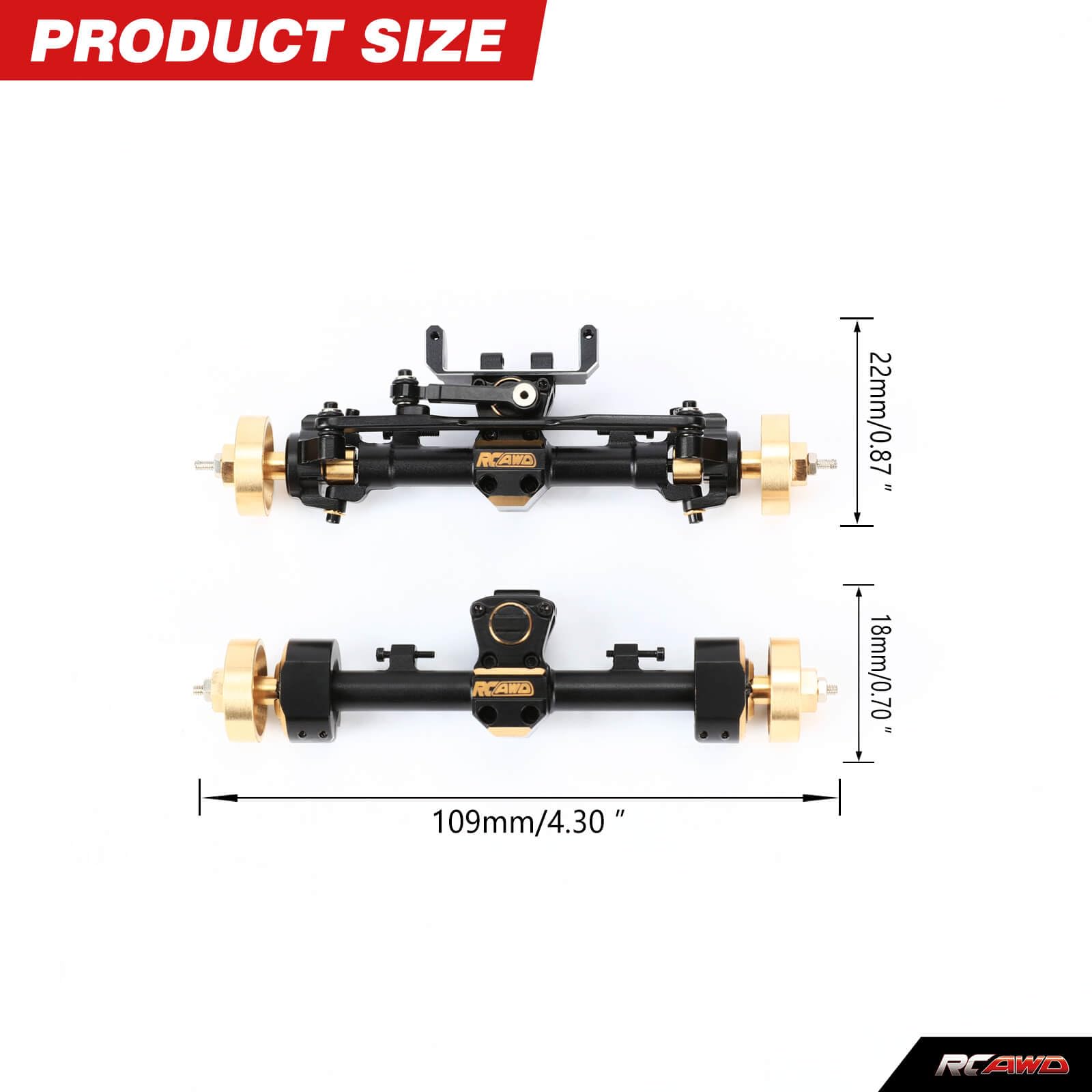 RCAWD Full Metal Front Rear 12mm Longer Portal Axles Assemblies for Axial SCX24 AXI90081 AXI00001 AXI00002 AXI00005 AXI00006 Portal Axle Upgrade Parts(Black)