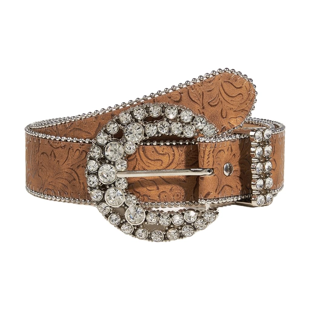 Chevnzev Blingbling PU Belt For Women Casual Street Hiphop Belt Rhinestones Buckle Belt For Jeans Pants Lady Decorative Waistband