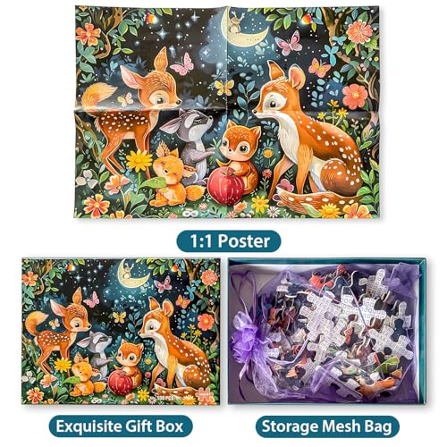 Biarek Puzzles for Kids Ages 4-8, 100 Piece Jigsaw Puzzle for Kids Ages 6-8, Cute Deer Animal Forest Puzzle for Kids Ages 4-6, Educational Learning Toys and Birthday Gifts for Boys and Girls - Image 4