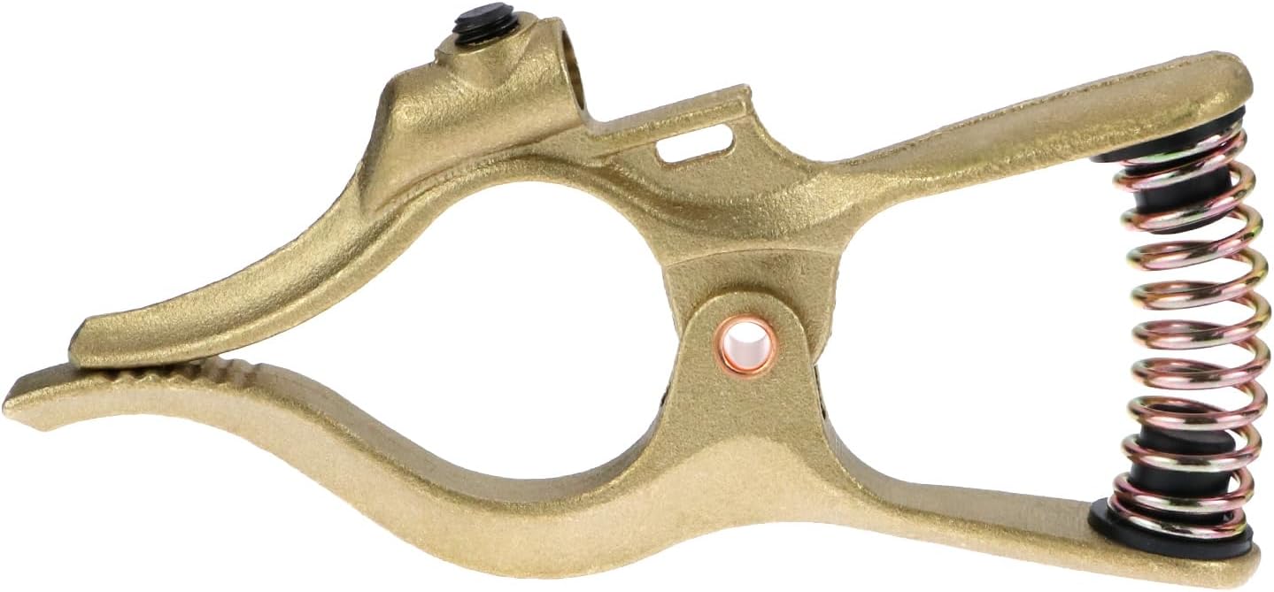 QWORK 300 Amp T-Style Welding Ground Clamp, Brass, 7-Inch Length with 1-3/4-Inch Jaw Opening, Earth Clamp For Welding Applications