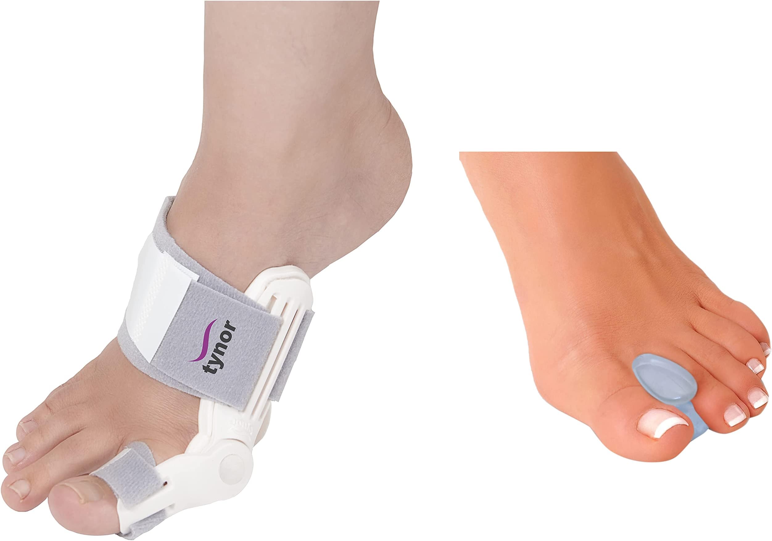 TYNOR Bunion Splint, White, Universal Size, 1 Unit Toe Separator Silicone, White, Large, Pack of 2