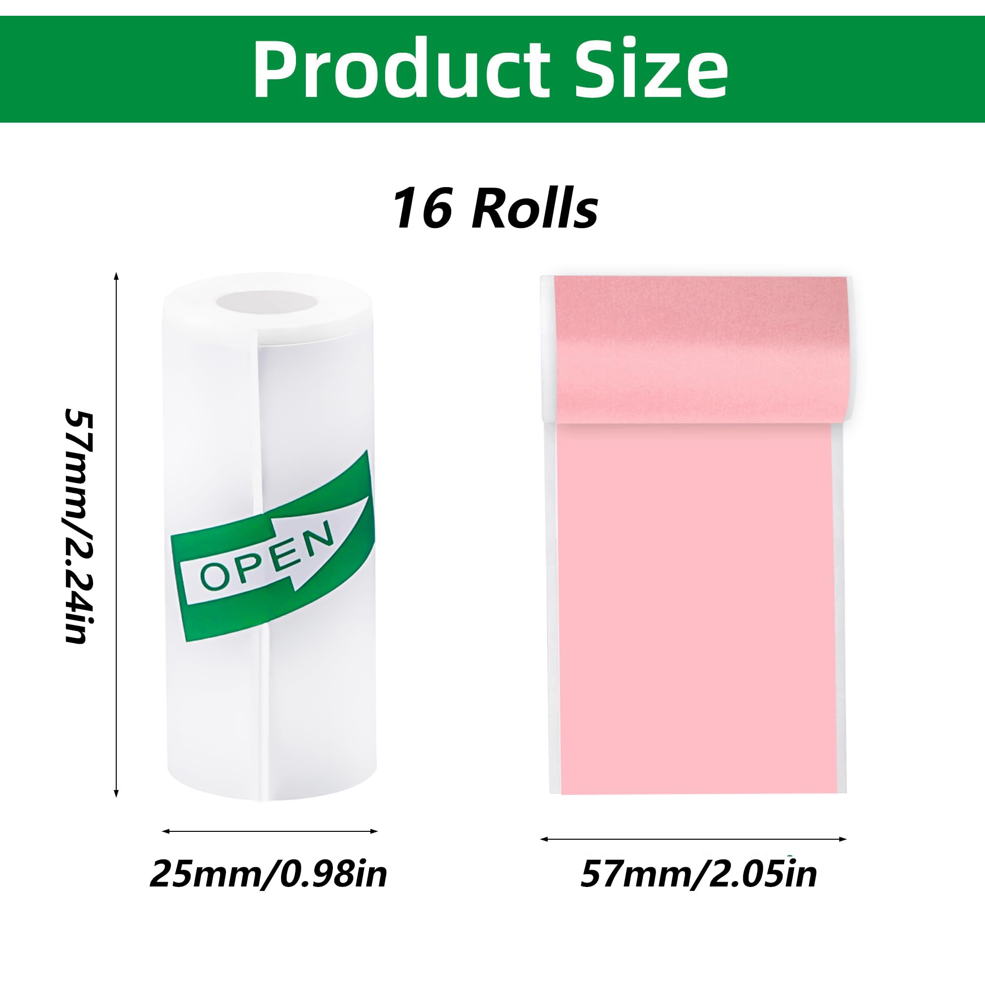 YSDMY 16 Roll Thermal, Thermal for Children 57x25mm, Instant Camera & Self-Adhesive Stickers - Image 2
