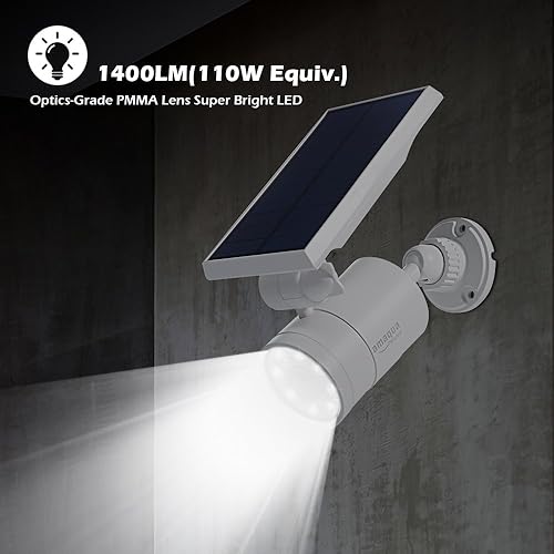 Miniatura 7 de Luces solares con sensor de movimiento para exteriores, 1400 lúmenes, 9 W (110 W equivalente), foco de seguridad de inundación de movimiento solar