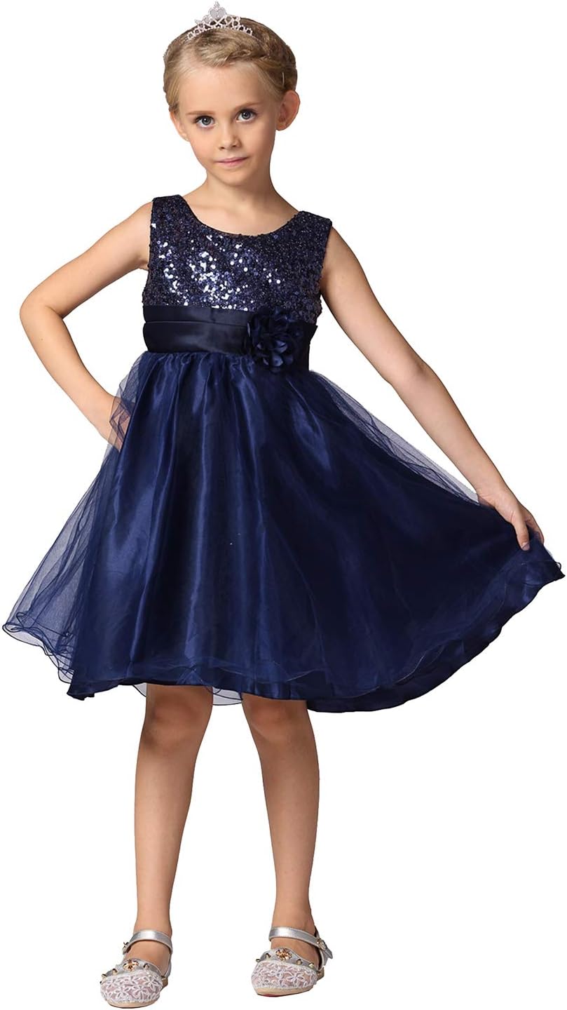 Acecharming Girls Dresses Sequin Flower Girls Party Dress Bridesmaid Ball Gown Wedding Tulle 3-10 Years - Image 2