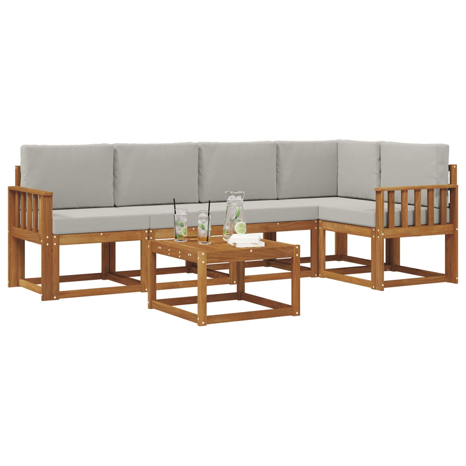 vidaXL Conjunto de sofás de Exterior 6 uds. Gris Natural y Claro