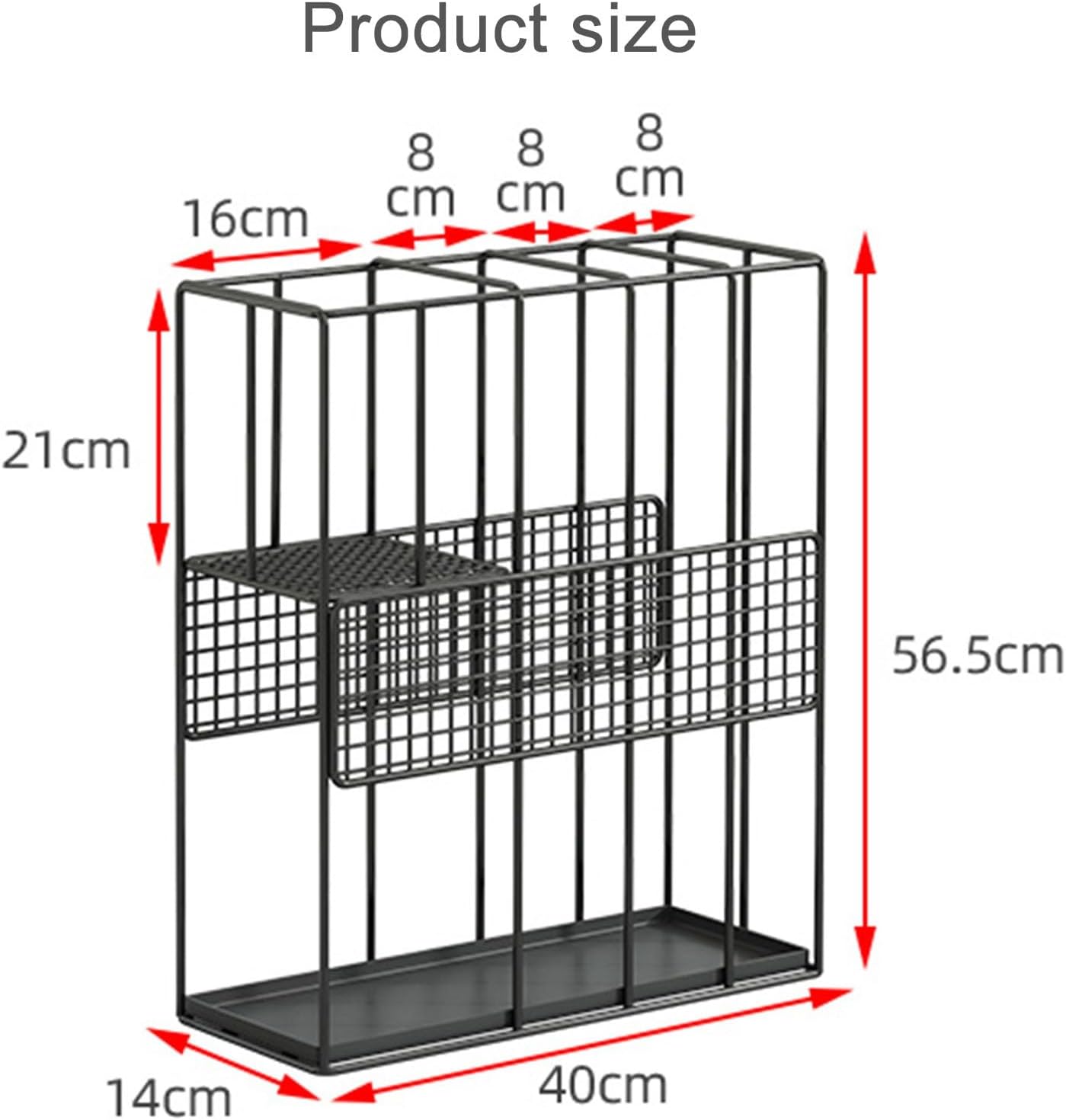 Hotel Large Capacity Metal Umbrella Holder Corridor Entrance Commercial Umbrella Basket with Removable Drip Tray Commercial Square Umbrella Stand Rack Entrance Umbrella Organizer(B