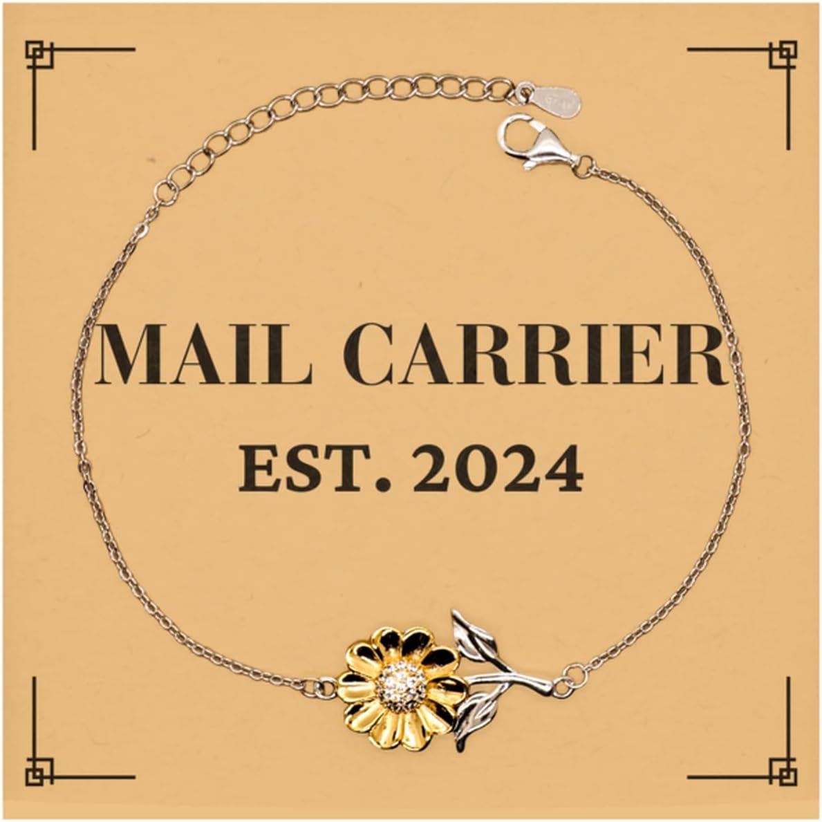 New Mail Carrier Gifts, Mail Carrier EST. 2024, Appreciation Graduation Birthday Sunflower Bracelet for Men, Women, Friends, Coworkers