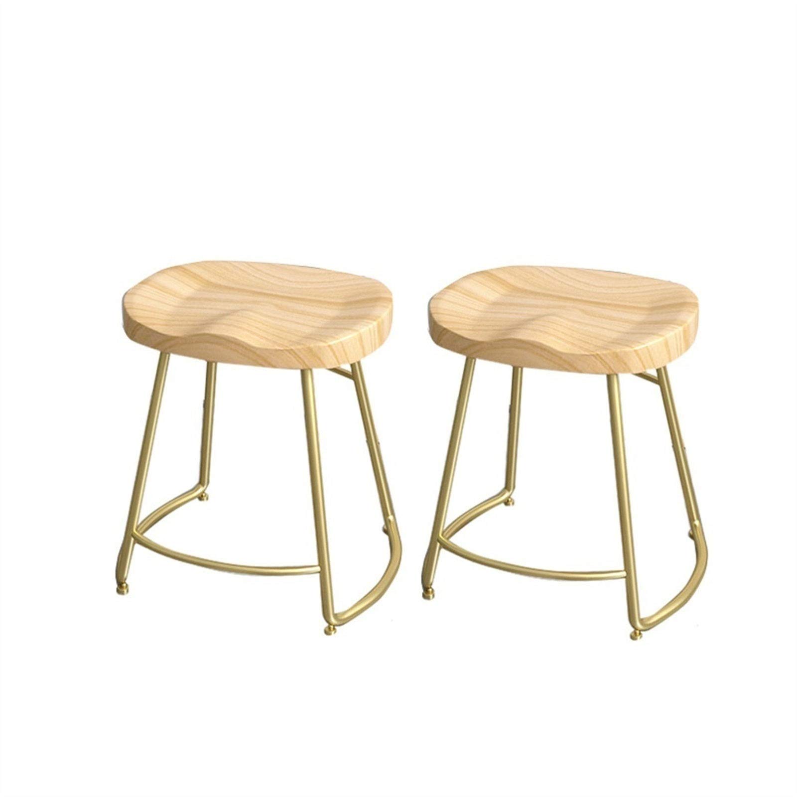 Chaise de salle à manger rétro dorée 45cm en bois et fer forgé | Lot de 2