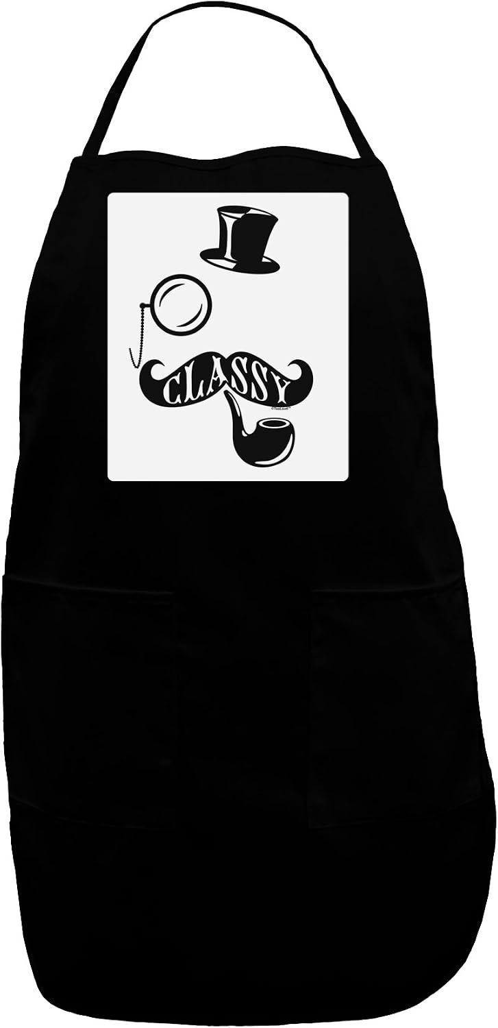 TOOLOUD Classy Tophat Mustache Pipe and Monocle Panel Dark Adult Apron