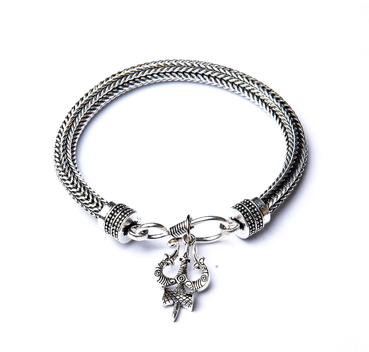 El Regalo Men Bracelet- Brass Trident Charm Bracelet in Antique Silver Finish- Shiva Trishool Bracelet for Boys & Men (B07QW99G7P) Amazon Price History, Amazon Price Tracker