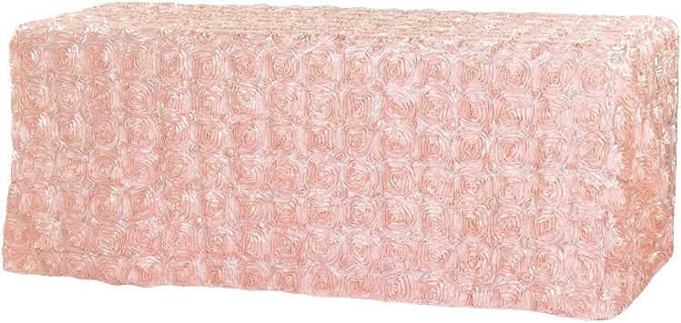 CVL 1 Pc ، زفاف Rosette Satin 90 "X156" مفرش طاولة مستطيل - أحمر الخدود / الذهب الوردي للاستحمام للأطفال ، Quinceaneras ، احتفالات عيد الميلاد والمناسبات الخاصة