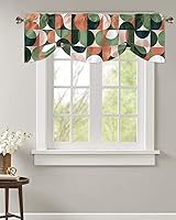 Vista 24 de Cenefa de cocina para ventanas, Día de la Independencia, pentagrama, textura de arpillera a cuadros, semitransparente, con bolsillo para barra