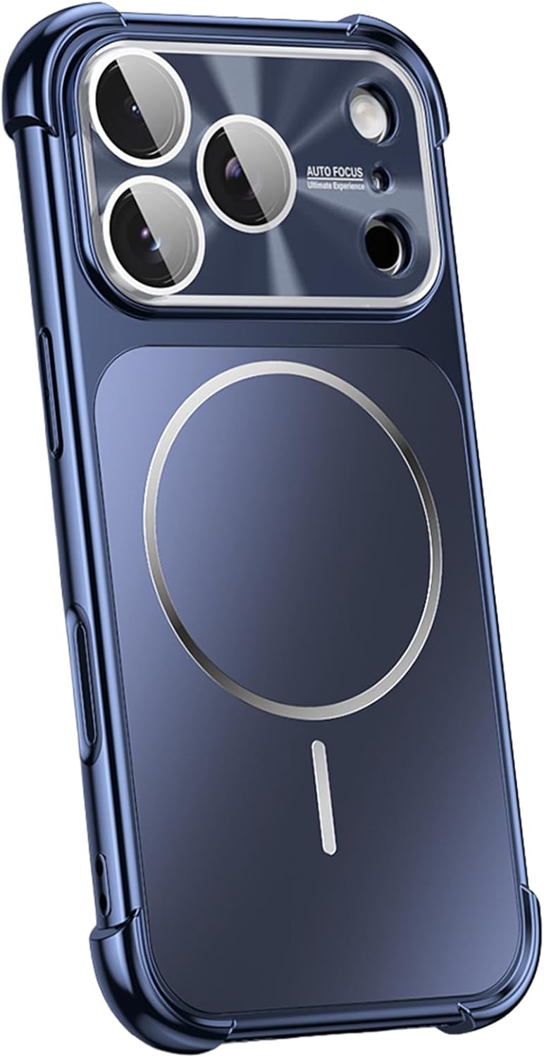 Magnetic Case for iPhone 17/17 Pro/17 Pro Max, All-Inclusive Lens Protection Cover, Slim Frosted Electroplated Shockproof Phone Case(Black,17)