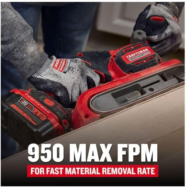CRAFTSMEN V20 RP 20-Volt Brushless Variable Speed Belt Cordless Sander with Dust Management