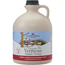 Hidden Springs Organic Vermont Maple Syrup, Grade A Dark Robust Formerly Grade B, 64 oz, 1 Half gallon, Family Farms, BPA-free Jug