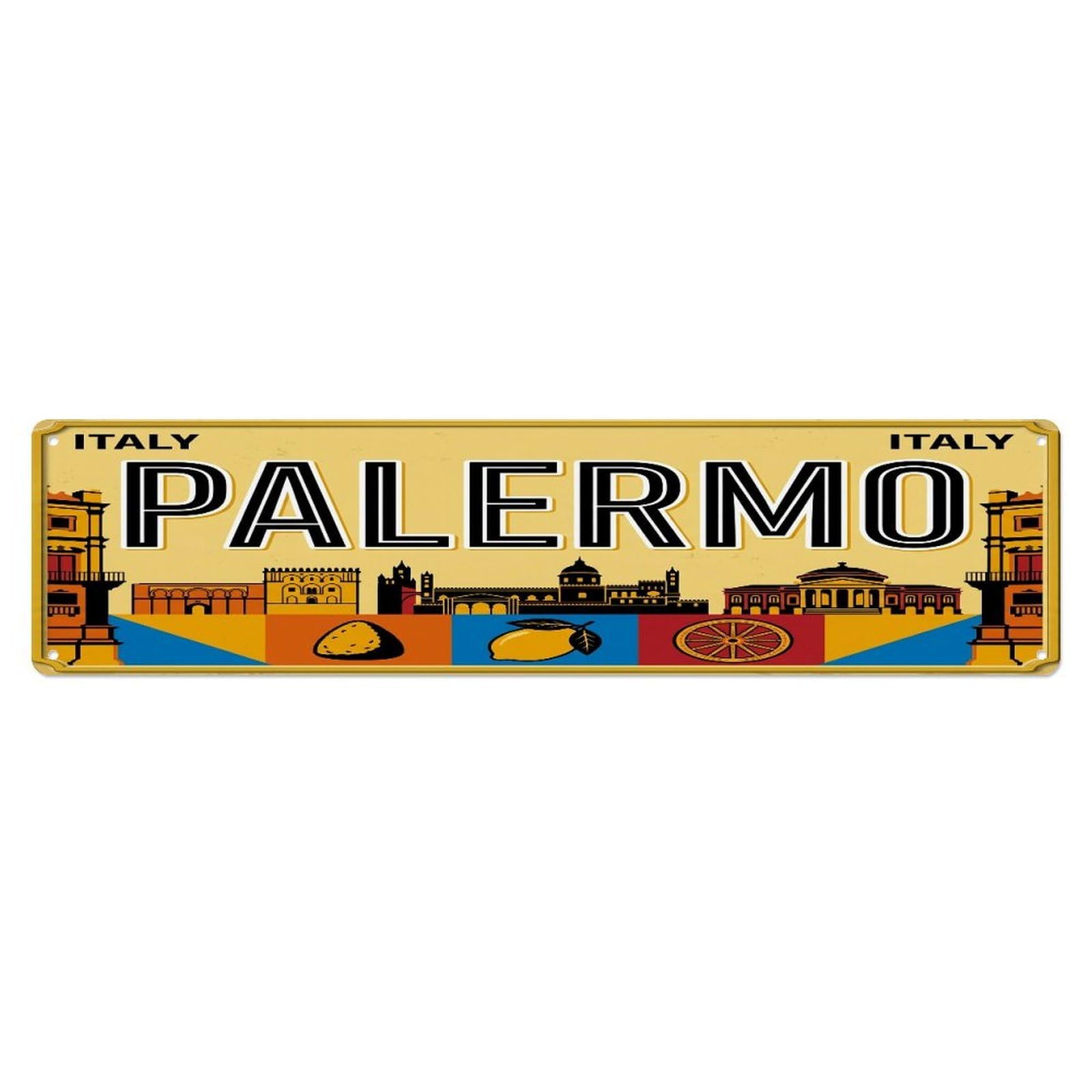 Tgrcjimh Style Metal Tin Sign Vintage Travel Palermo Italy Cathedral Market