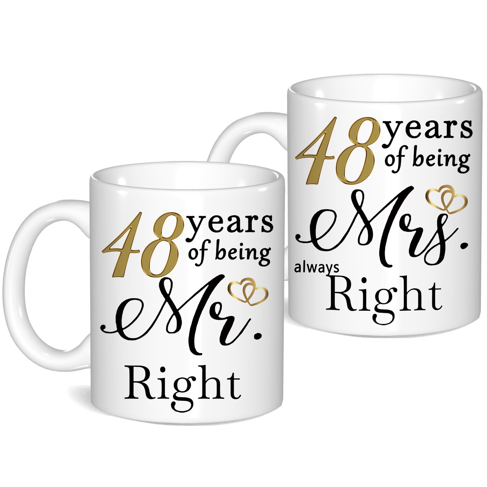 48 Year Anniversary Coffee Mugs Set of 2