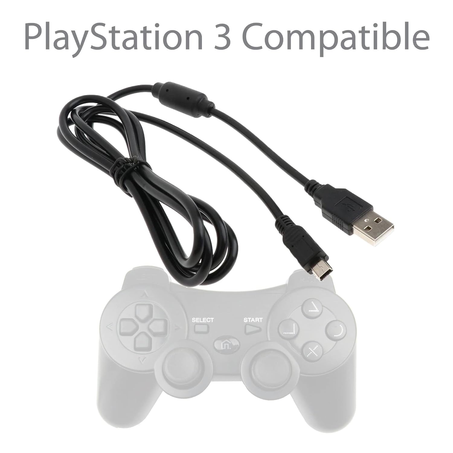 Bek 6ft PS3 Controller Charger Cable - Magnetic Ring Mini USB Data Charging Cord for PS Move PlayStation 3 Wireless Controller, Digital Camera, TI84 Plus CE
