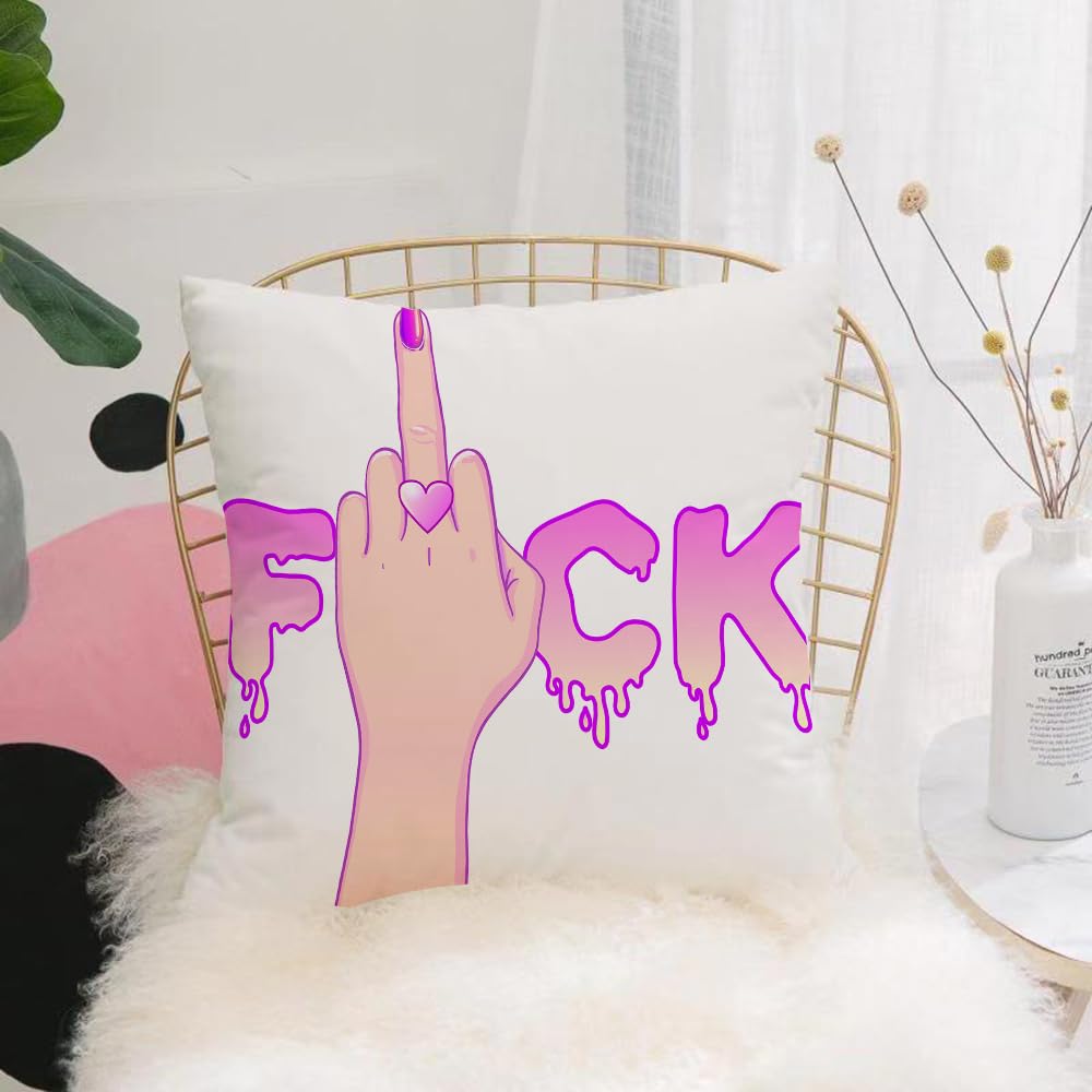 HYOSXW Cushion Cover,Throw Pillow Case Home Decorative for Living Room Bedroom Sofa Chair 16X16 Inch,Middle finger,Pillowcase 40X40cm