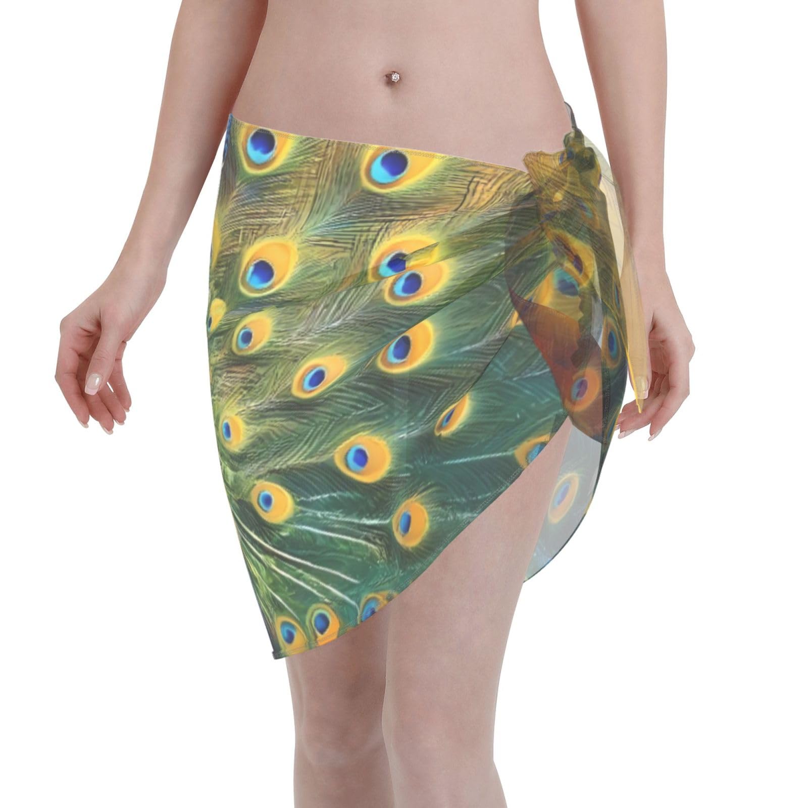 Peacocks 2 for Quick Drying Womens Swimsuit Cover Ups Breathable Bikini Wrap Beach Dress for Vacation Black
