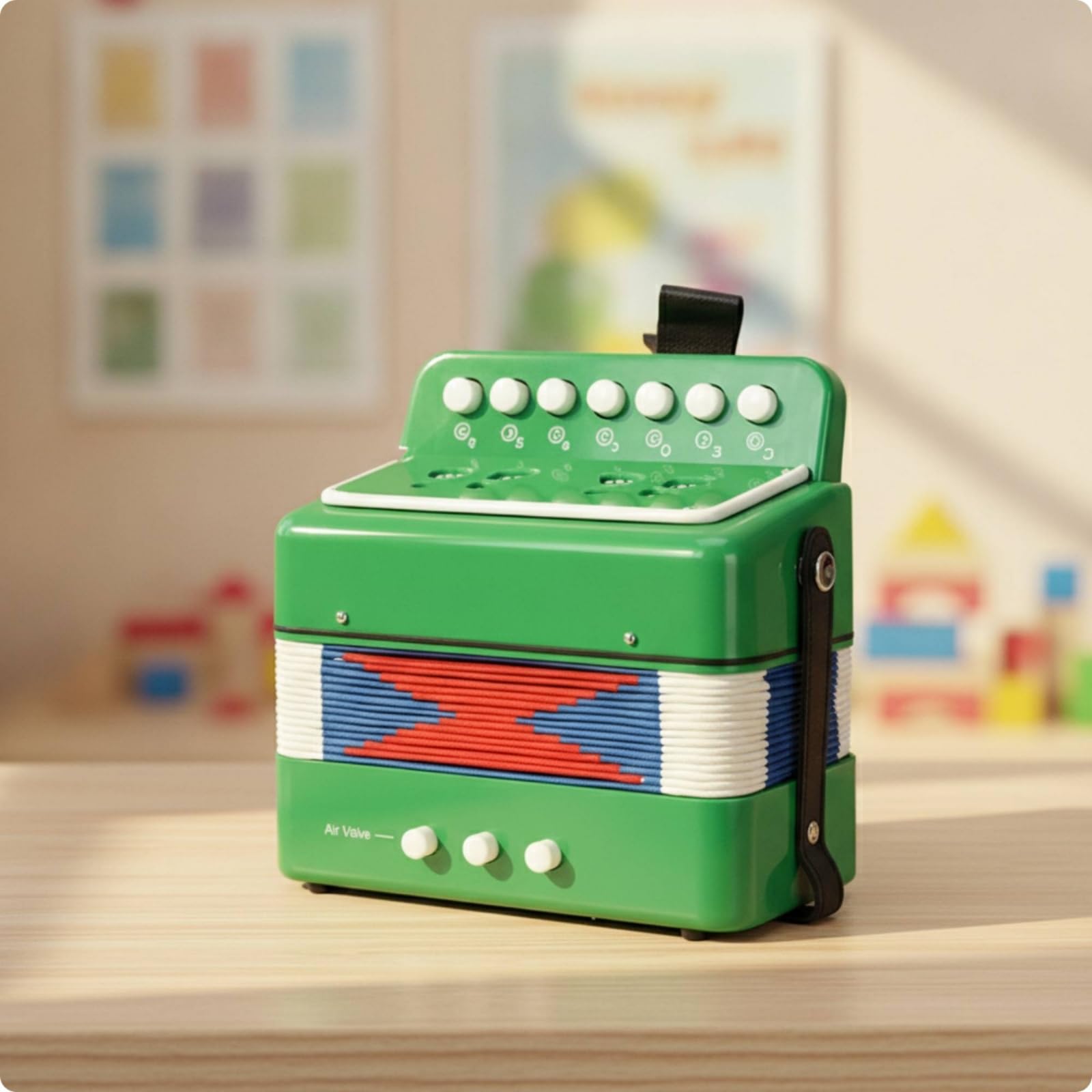 kowaku Accordéon à 7 Touches sans Pile Accordéon Jouet Compact Instrument Musique pour Enfants, École , Rose