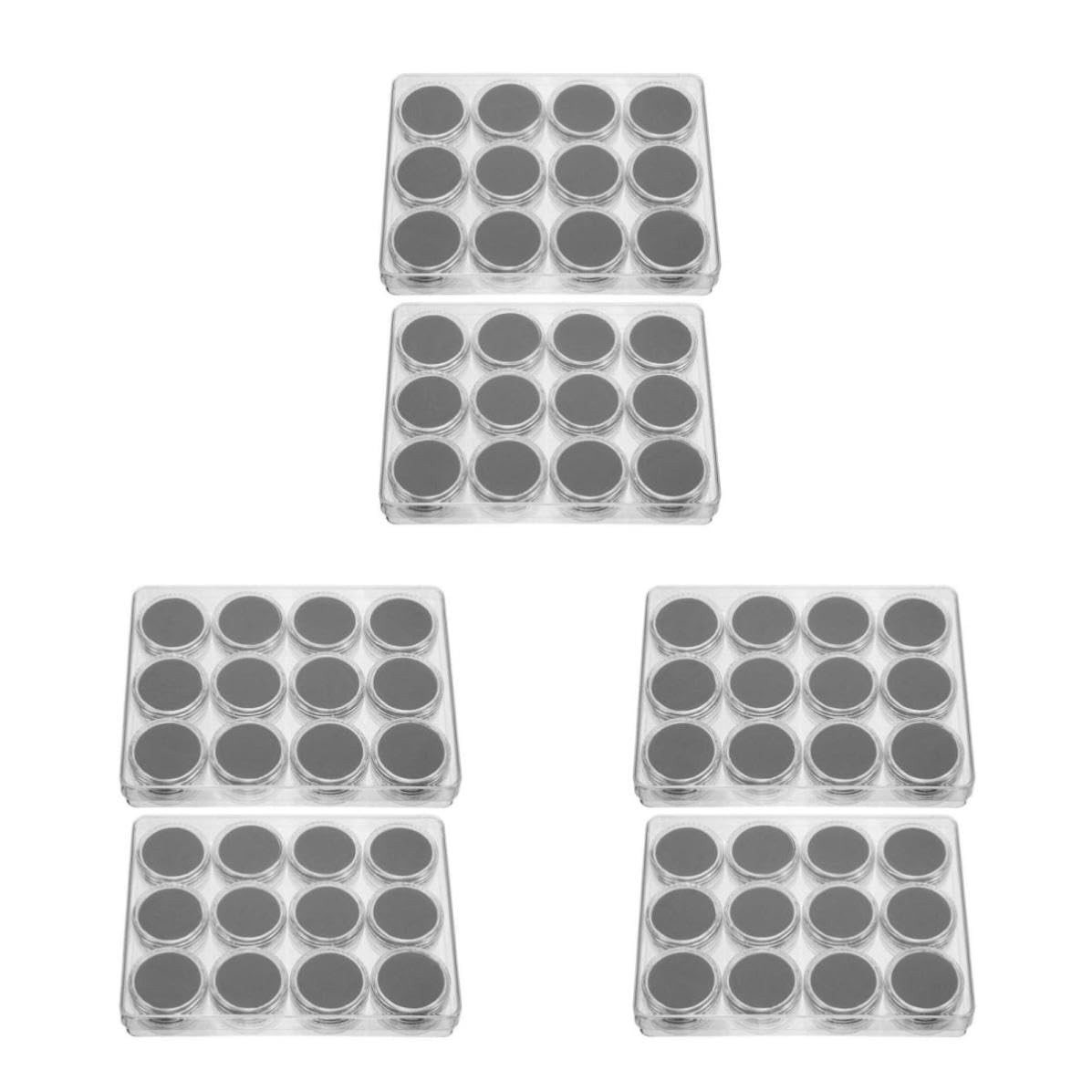 Operitacx 6 Set Scatola Rotonda in Acrilico Coperchio per Pietre Sfuse Nere | Custodia Trasparente, Interno in Schiuma Morbida, Uso Domestico e Vetrina per Negozi, Adatta anche Monete
