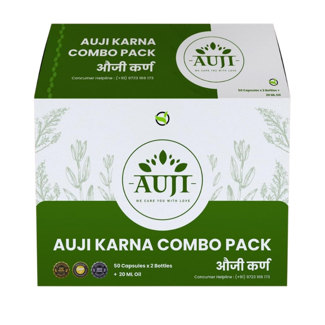 Auji Karna, the Herbal and Ayurvedic capsules & medicine for Tinnitus, Hearing Loss,Vertigo, Ear discharge, Chronic Ear pain, Ménière's disease (2 Bottles each 40 Capsules+Auji Karna Oil 20ml.) — Amazon image 2