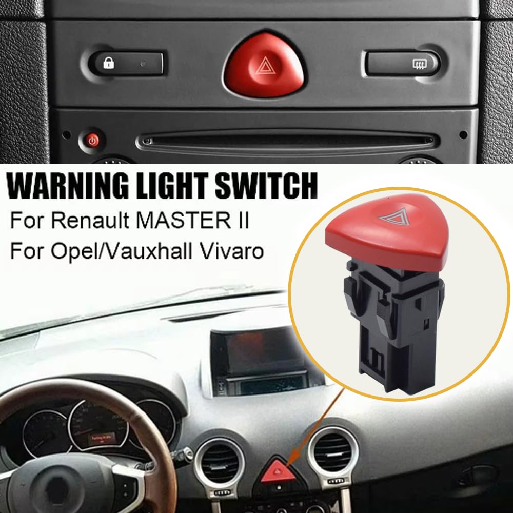 Interruptor de Luces de Emergencia 8200442724 para Renault Trafic, Espace, Laguna, Vauxhall, Vivaro