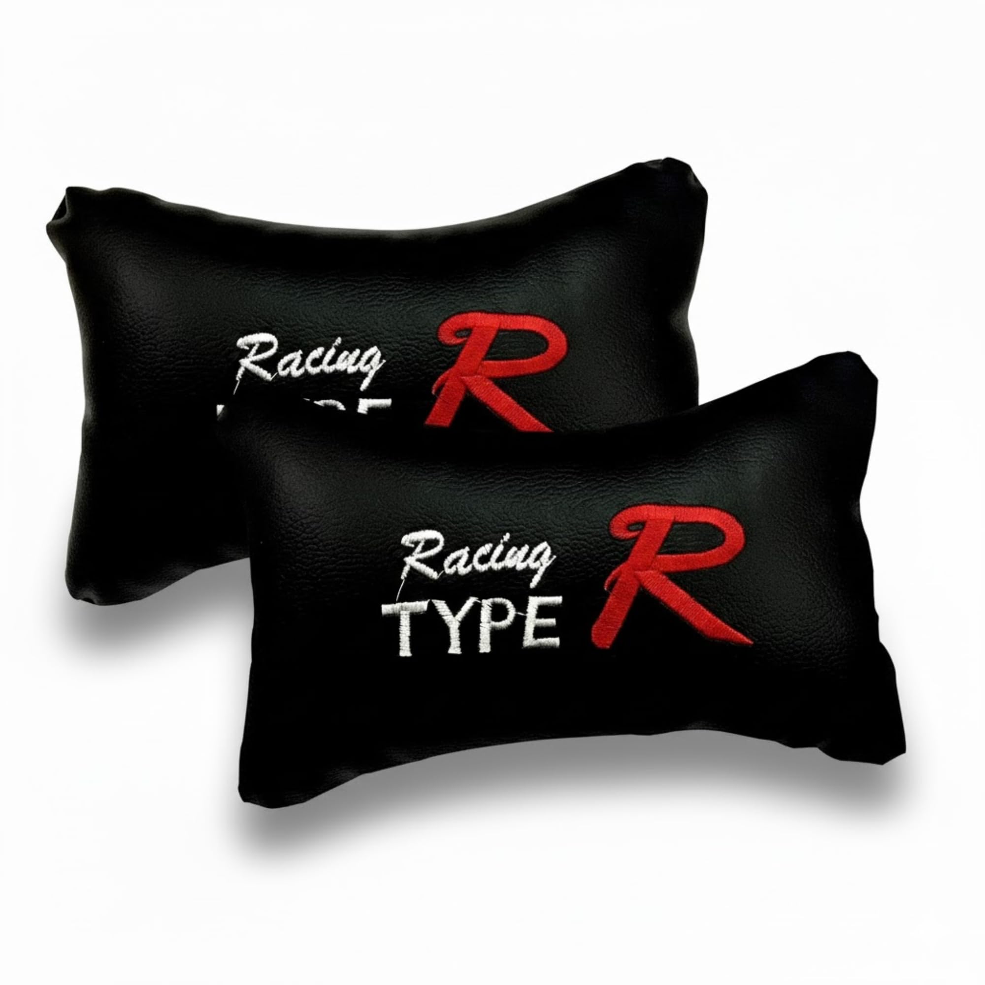 Adroitz Universal Car Neck Rest Pillow/Cushion Set Headrest Pain Relief Support with Adjustable Strap Faux Leather Car Cushion for All Cars Pillow for Comfortable Car Rides Pack of 2 Pieces