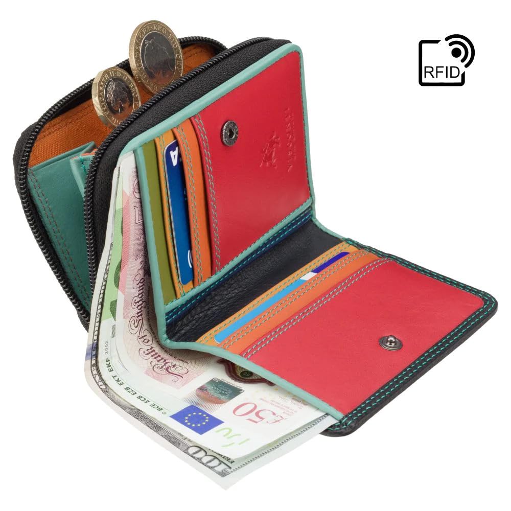 Amazon.com: VISCONTI RB53 Multi Colored Small Bifold Soft