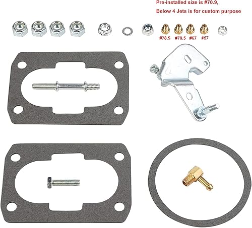 Miniatura 4 de Carburador marino de 2 barriles para Mercruiser Rochester Mercarb 3.0L 2.5L 4 CYL Motores con estrangulador eléctrico y juntas de chorros de enlace