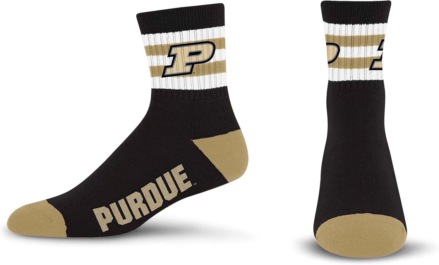 For Bare Feet NCAA mens 5 Stripe Logo Quarter Sock