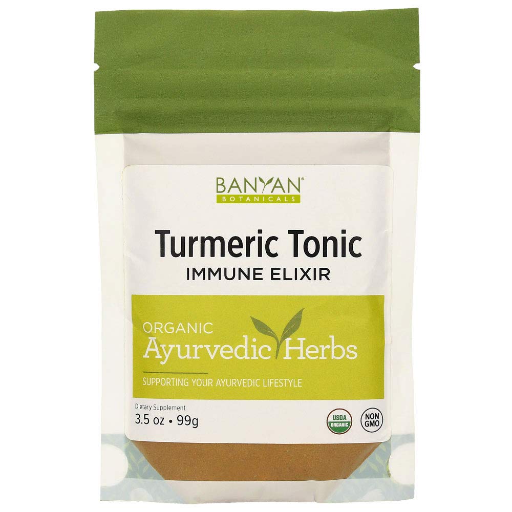 Banyan BotanicalsTurmeric Tonic - Organic Immune Elixir - Turmeric Ginger Wellness Shot & Salt Water Gargle - Supports a Healthy Throat & Immune System* - 3.5oz - Non GMO Sustainably Sourced Vegan