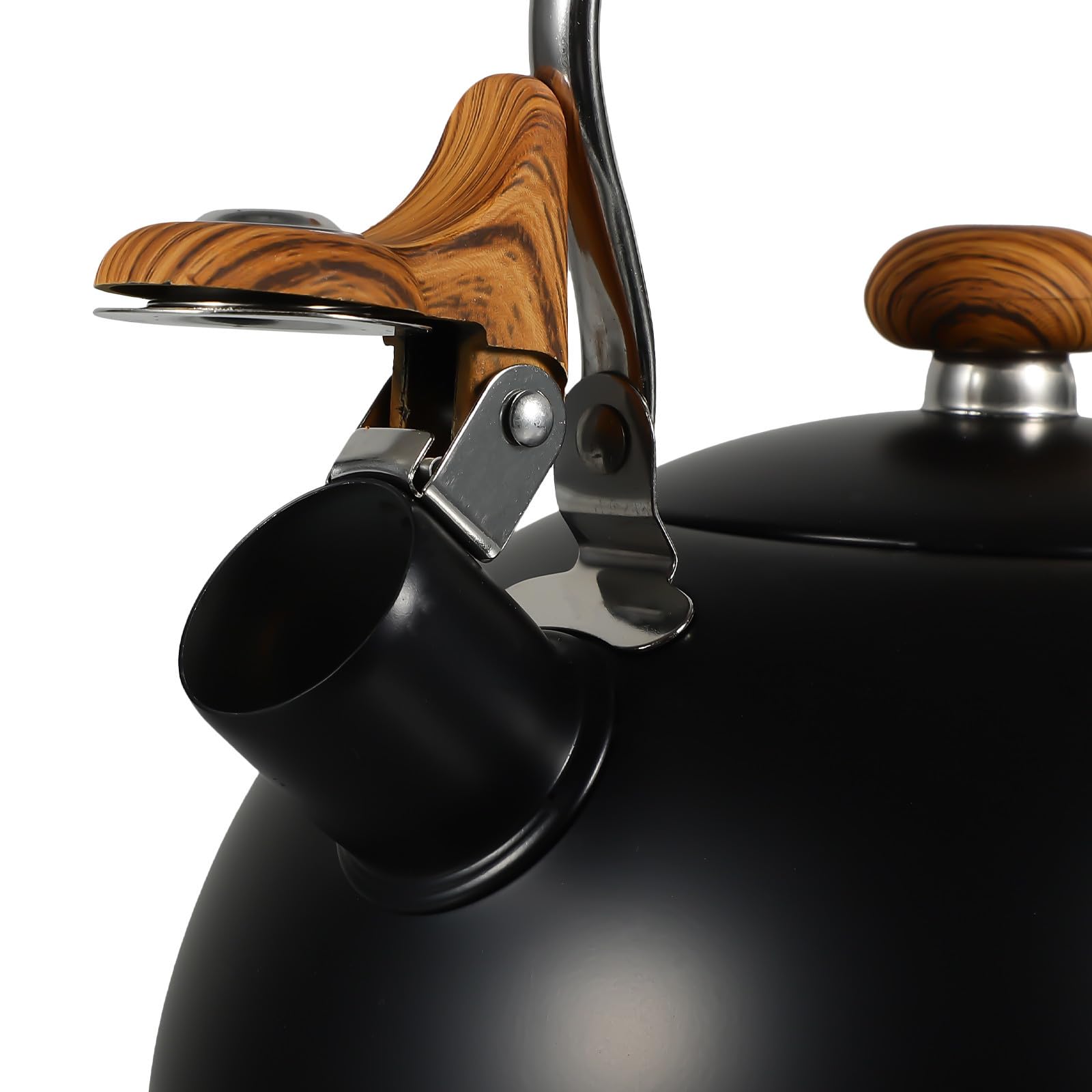 Operitacx Bollitore per Conservazione Energia da 2,5l per Tè in Acciaio Inossidabile Manico in Legno e Fischio Automatico e Uso in Cucina