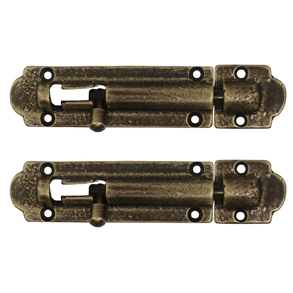 NVSFZGIYG Portable Door Lock, Antique Copper Barrel Bolt Buckle, Vintage Solid Brass Thickened Latch with Screws, Furniture Gate