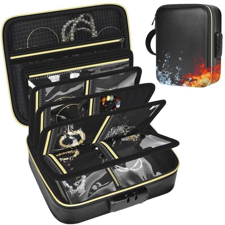Zynqur Fireproof Travel Jewelry Organizer Case