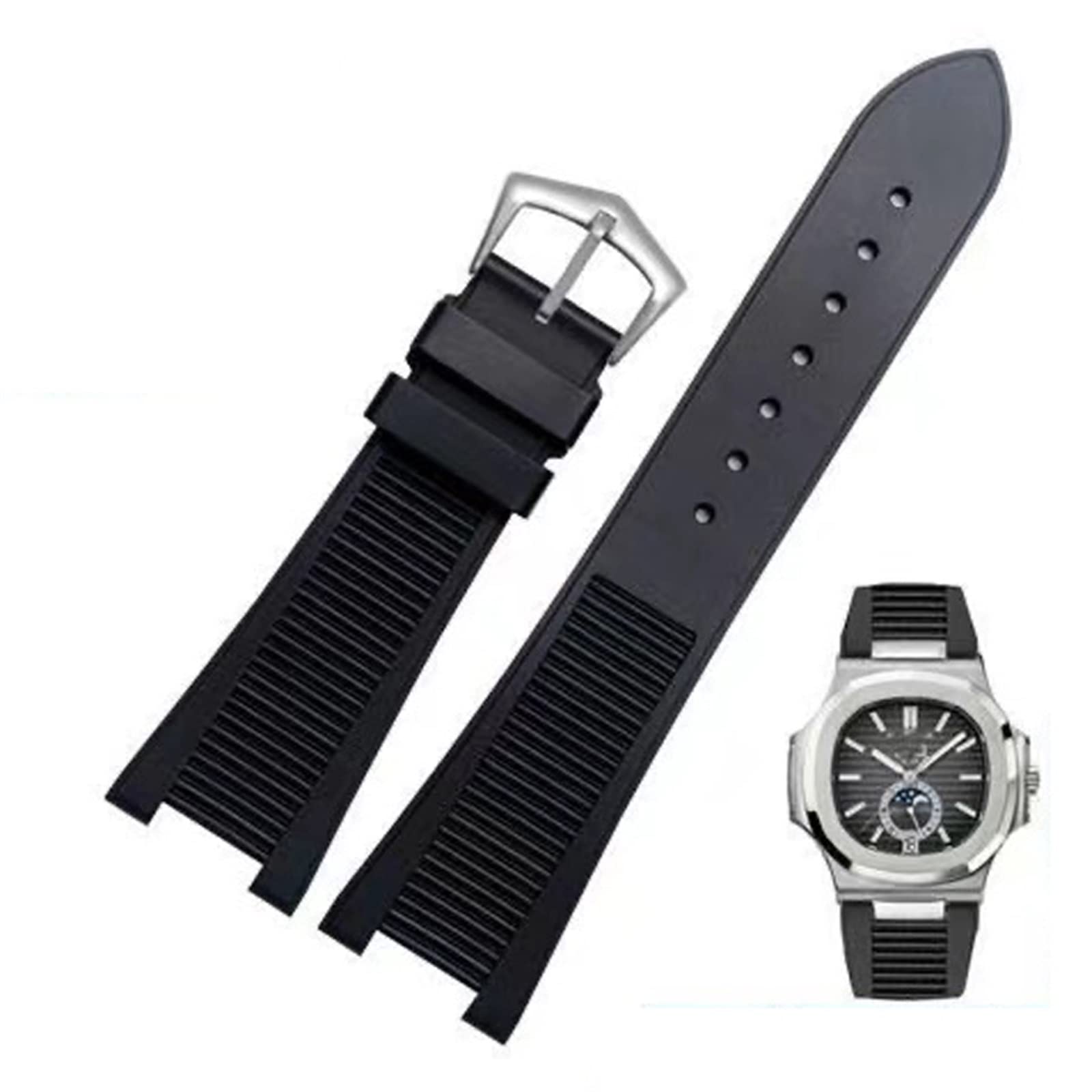 ZUC Dla Patek Philippe 5711 5712G Nautilus silikonowa bransoletka czarny niebieski brązowy zegarek na rękę 25 x 13 mm sportowe gumowe paski do zegarków